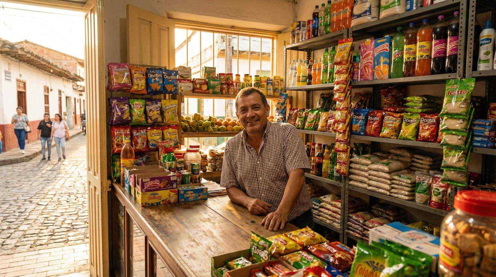 Microempresario colombiano en su negocio